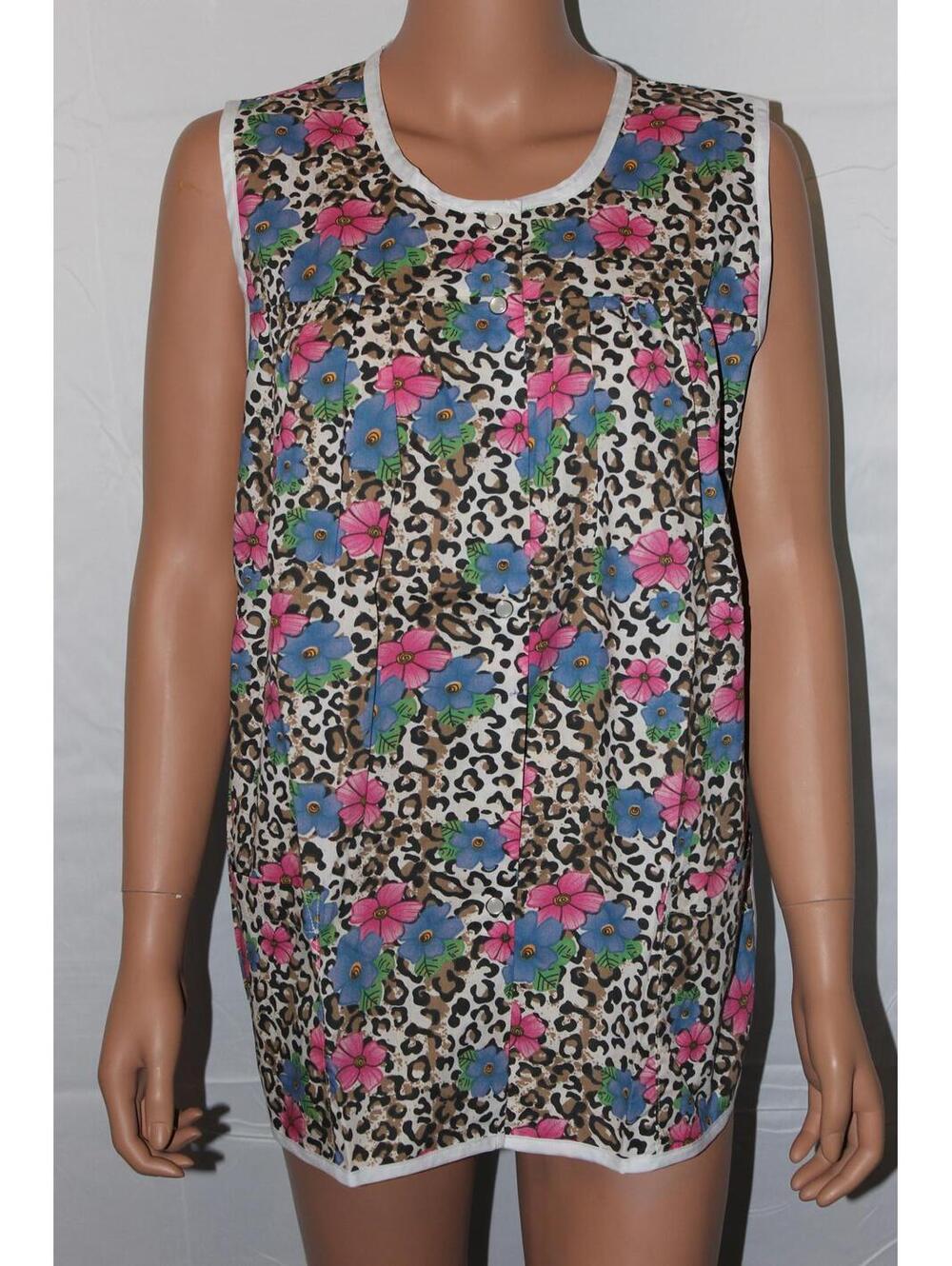 NEW – EASY ESSENTIALS SNAP FRONT SMOCK COBBLER APRON ANIMAL PRINT FLORAL SIZE XL